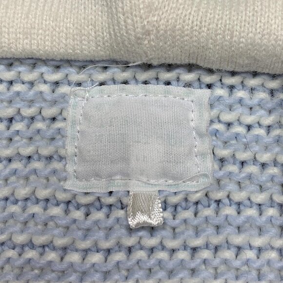 NEXT Knitted Baby Cardigan 12-18 Mos Hooded Blue Stripes Double Breasted Sweater - Picture 6 of 8